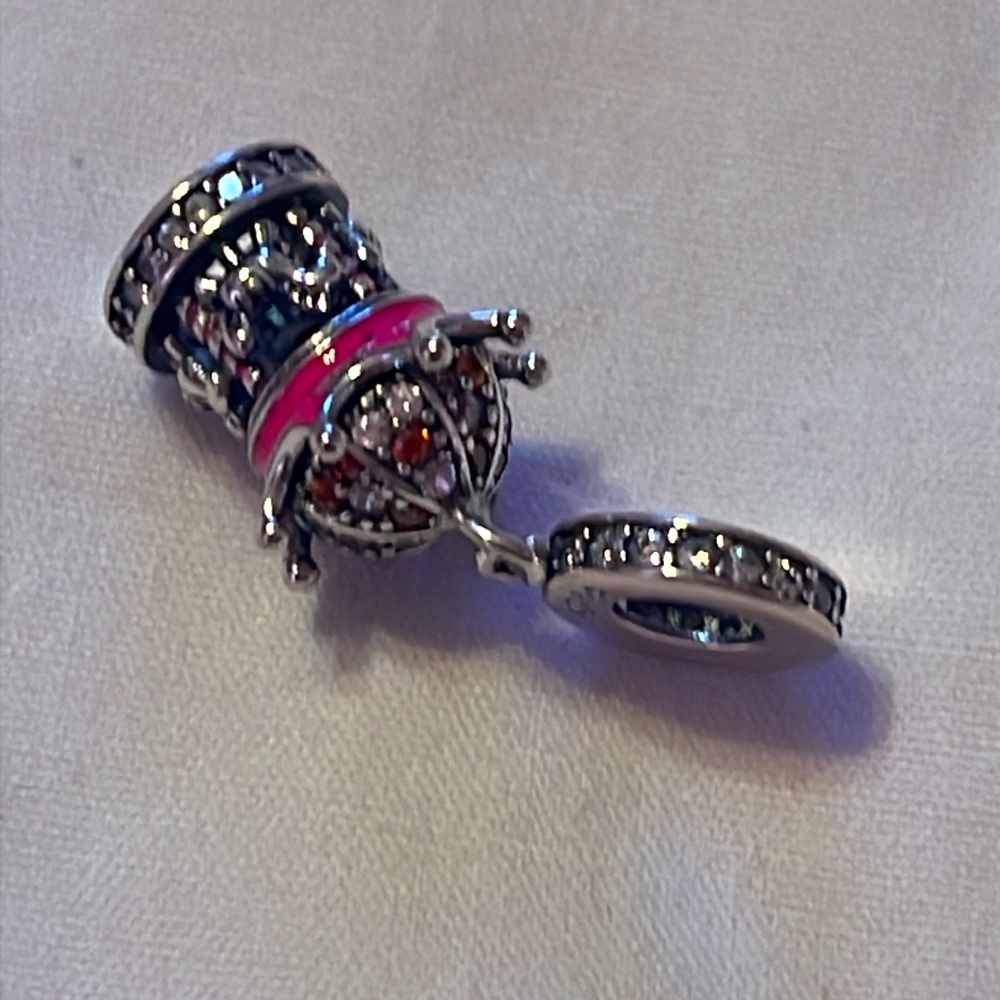 925 Charming Pink and Silver Carousel Charm Pendant - Picture 6 of 7
